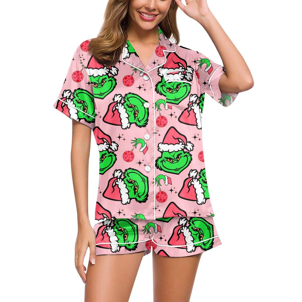 Women's Soft Two-piece Printed Pajama Set Short Sleeved Shorts Set Casual Clothing Set Pajamas