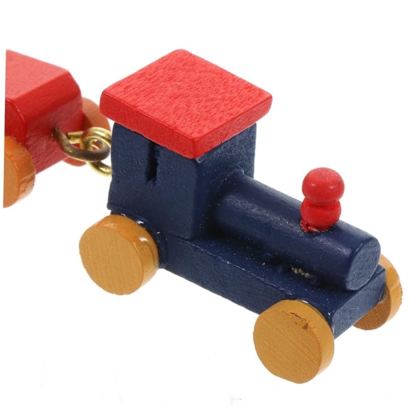 1/12 Miniature Wood Train Toy with Vibrancy Color Carriages and Metal Hooks for Doll House Scene Display Enhancement