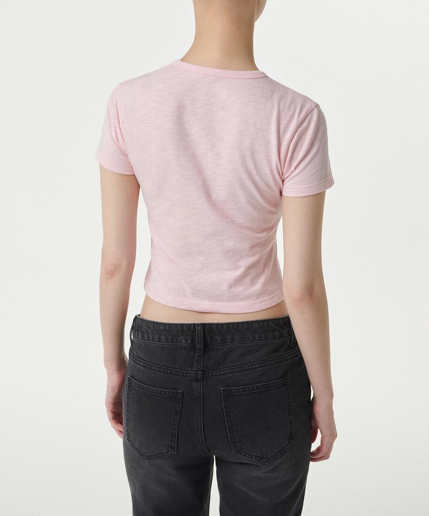 MUSINSA STANDARD WOMAN Women'S Slub Slim Crop Crew Neck T-Shirt [Baby Pink]