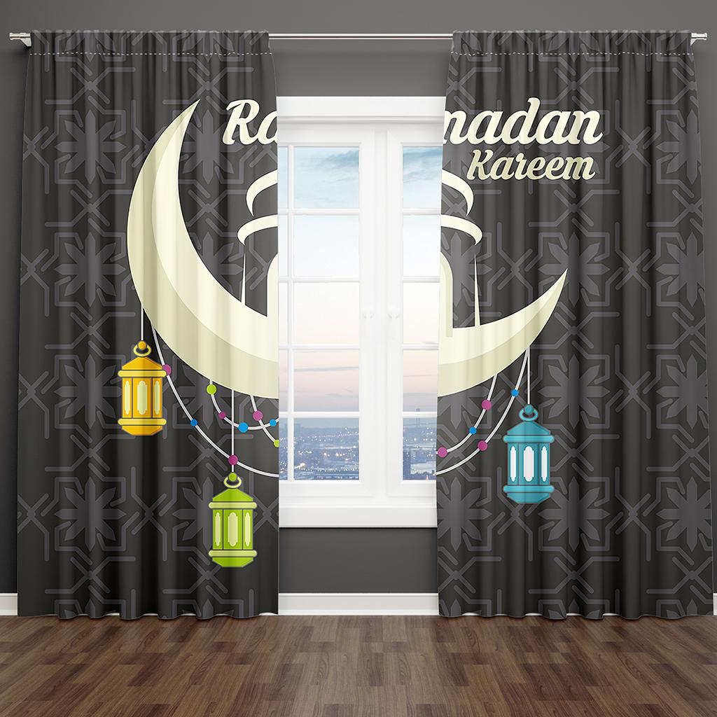 

Wine Red Luxury Gold Light Ramadan Kareem Drapes Blinds Ideal for Family Room Bed Room Bathroom Kicthen Door Home Decor Q7643QQ-W65X60H(cm)X2Pcs&Hook