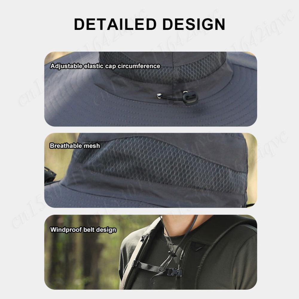 2025 Sun Hat With Solar Fans Anti-UV Fan Hat Air Cooling Fan Wide Brim Bucket Hat For Men Fisherman Hat Summer Cooler Sun Cap