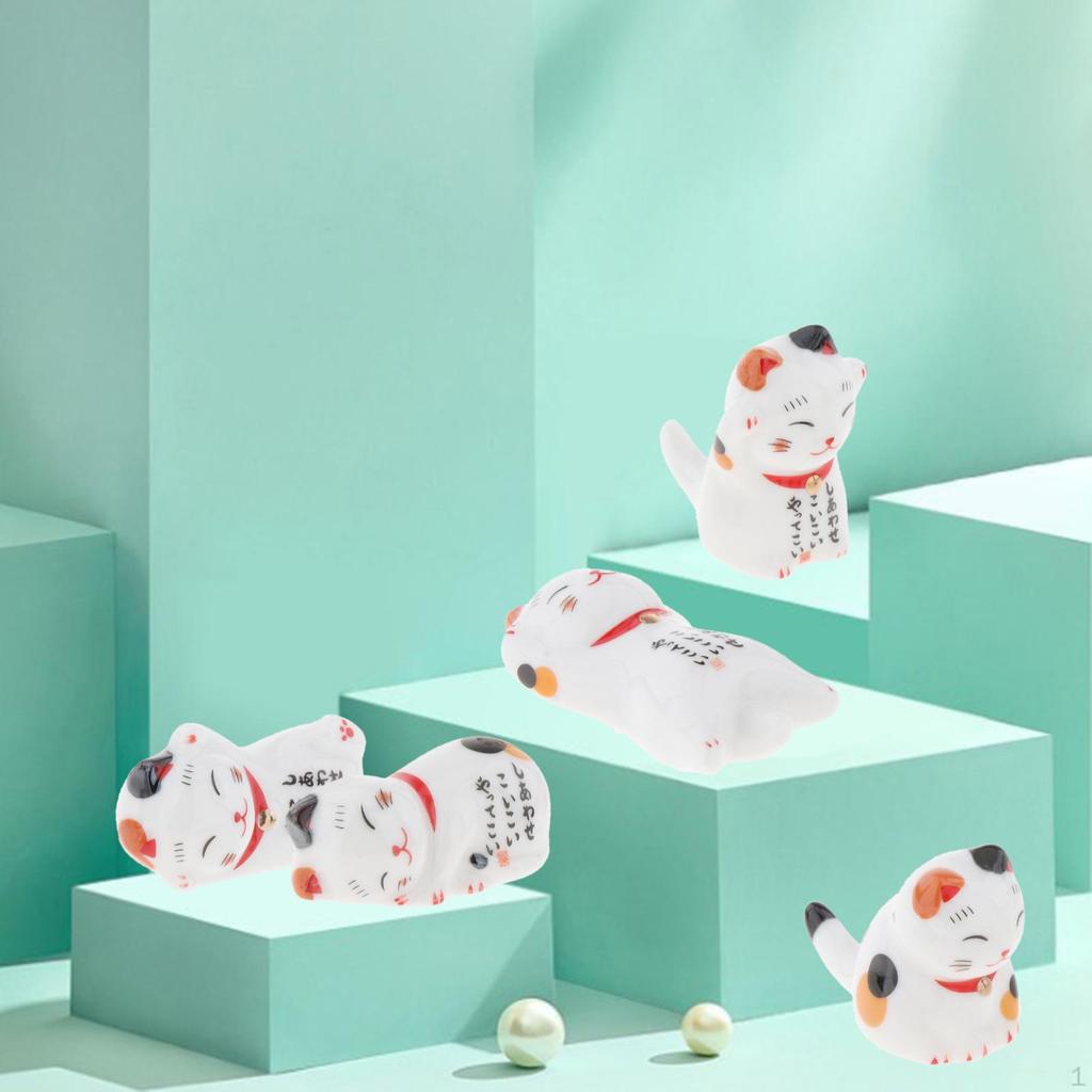 Lukcy Cat Rest Animal Chopsticks Stand Holder Crafts Figurines for Car Dashboard Home Collectibles