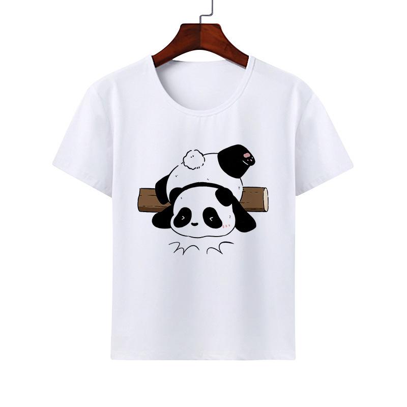 Cartoon Cute Animal Panda Tshirt Modal Casual Family Wear Class Clothes Short Sleeve Round Neck Childrens Summer polyester