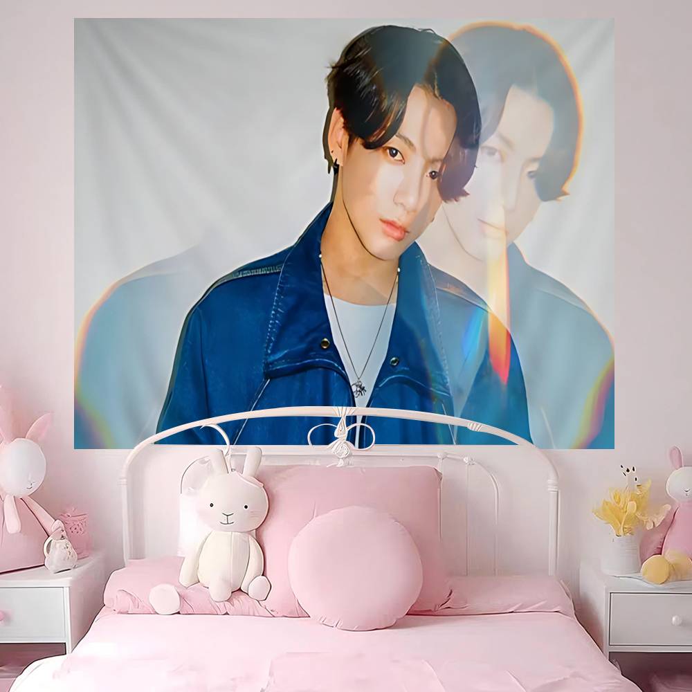 EEuphoria JJungkookKKPOP Anime Tapestry Hippie Flower Wall Carpets Dorm Decor Wall Hanging Home Decor