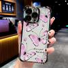 Rosa Schmetterlingsmuster Galvanisiert Anti-Drop Durchsichtiges Handyhülle für iPhone 16 Pro Max 15 14 Plus 13 12 11 17 Air 16E Durchsichtiges Cover