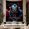 Custom Text Printed Tapestry IT Pennywise Pattern Large Wall Hanging Indoor Room Decor