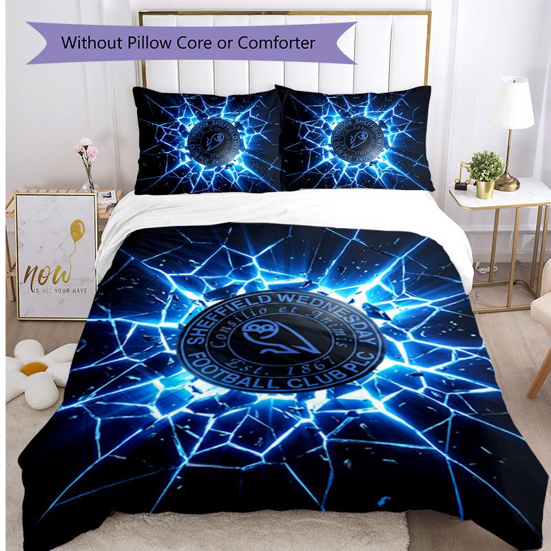 Sheffield Wednesday Football Printed 3 Pieces Bedding Set, Comfortable Skin Friendly Bedroom Duvet Cover Set