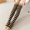 Over Above Knee Socks Long Womens Striped Panda Cat Winter Warm Ladies Girls Black White Funny Thigh High Stockings Christmas