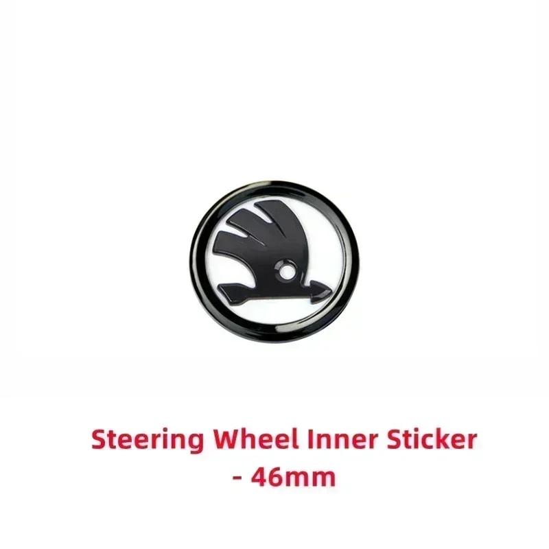 46/80/90mm Car Front Trunk Badge Steering Wheel IP34 Sticker for Skoda Logo Rapid Octavia Fabia Superb 2 3 Yeti Kodiaq Karoq