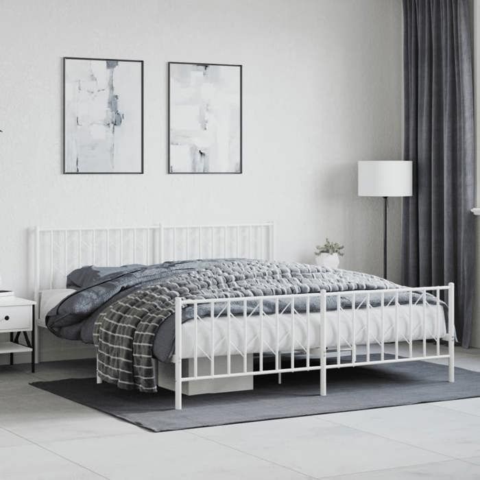 VidaXL Cadre de lit métal avec tête de lit/pied de lit blanc 180x200cm 374508