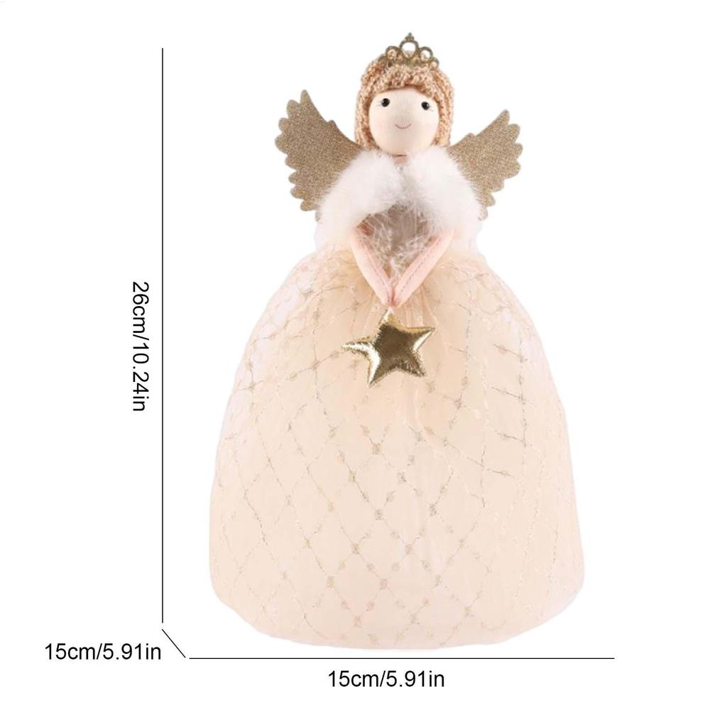 Weihnachtsbaumspitze Stern Engel Heimdeko Weiche Puppe Mädchen Figur Flügel Baumdeko für Heimdeko Schlafzimmer Wohnzimmer Büro