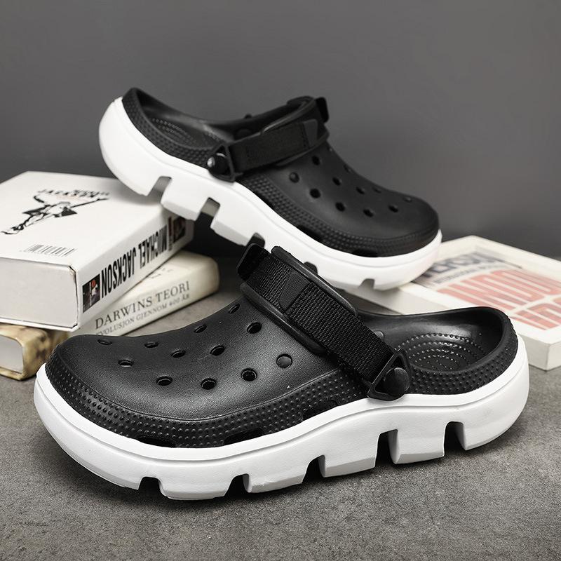 

Новые двухцветные пляжные тапочки большого размера с отверстиями 40 чёрный