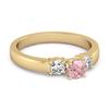 Eleganter Damen-Ehering mit drei rosa Zirkonia - 925 Sterling Silber Gold Vermeil