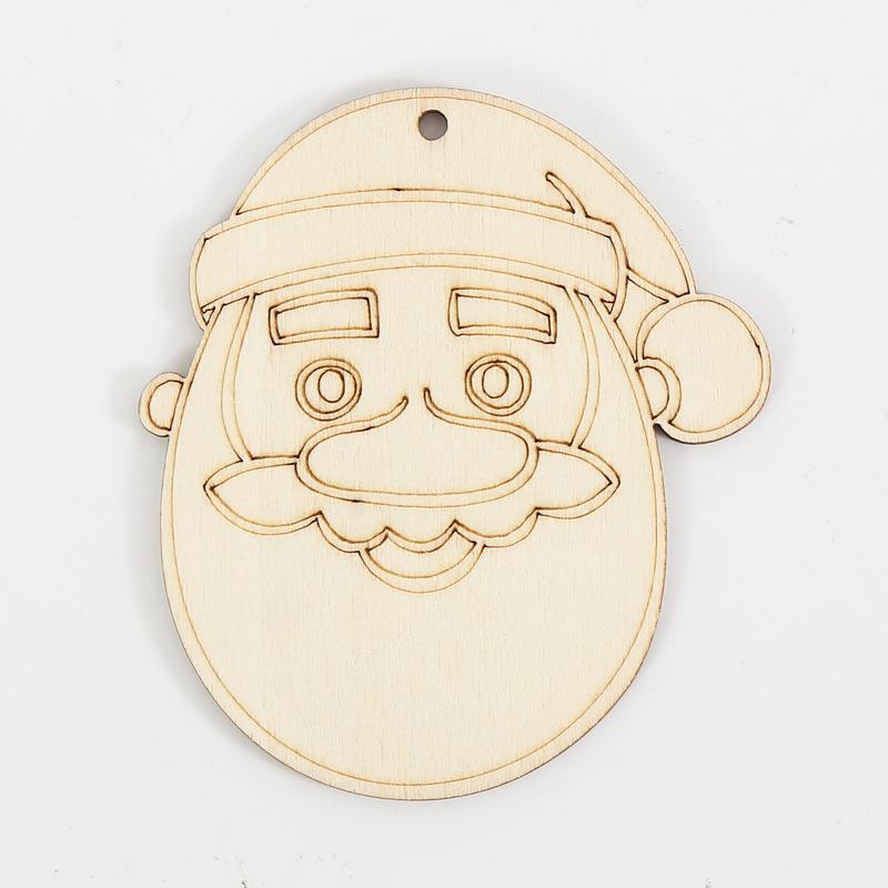 10Pcs Christmas Cartoon Pattern Colorless Wood Board & Hemp Rope - Manual Coloring Christmas Tree Pendant Christmas Decorations