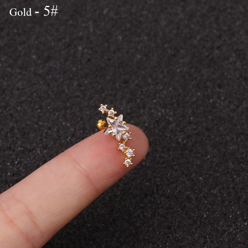 Free Shipping Curved Cz Cartilage Stud Helix Rook Conch Screw Back Earring 10g Stainless Steel Ear Piercing Jewelry