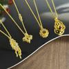Necklace Women's Four Leaf Clover Leaf Tassel New Chinese Fulu Rotating Gourd Light Luxury Personality Versatile Fashion Clavicle Chain