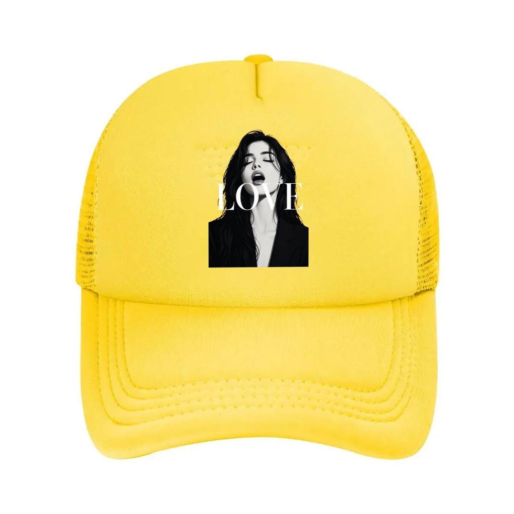 Monochrome Love Portrait Text Graphi Mesh Baseball Cap For Womens Unisex FeUnisex Beach Dad Hat Hip Hop