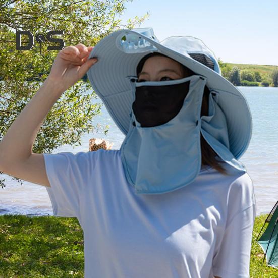 Fisherman Hat with Removable Fan Rotatable USB Fan Wide Brim Sun Hat UPF50+ Protection Adjustable Circumference Fishing Hat