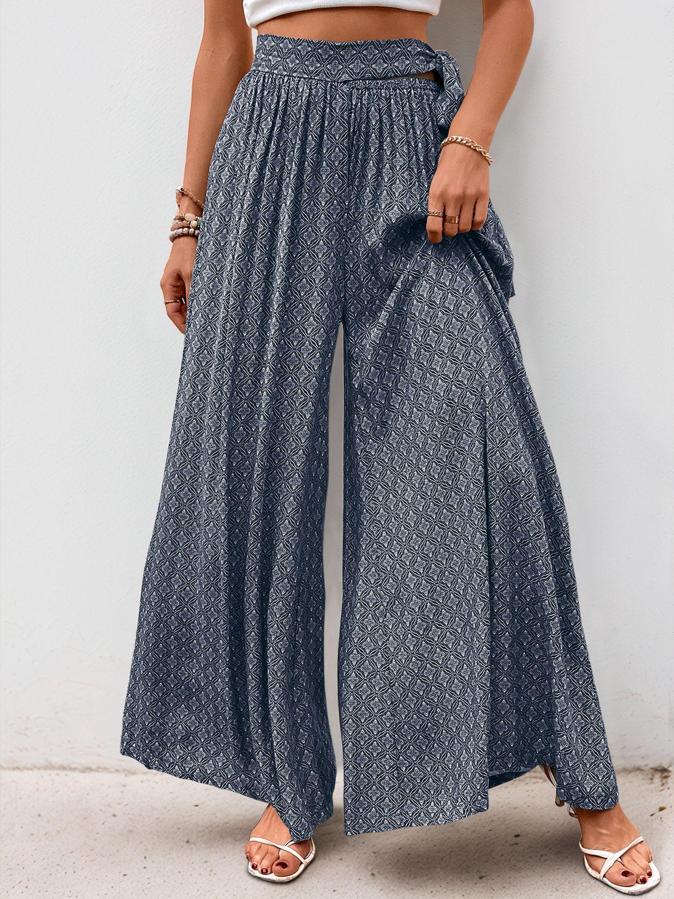 

2025 Spring/Summer Women s Bestseller Lace-Up High-Waisted Wide-Leg Plus Size Casual Skirt Pants Extra Large