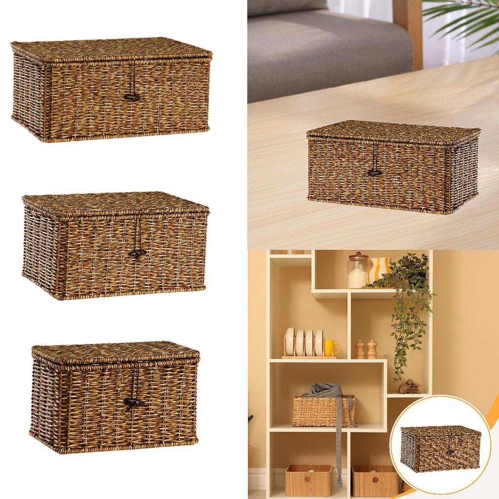 Panier de rangement Bac de rangement portable avec couvercle pour cuisine Salon Garde-manger