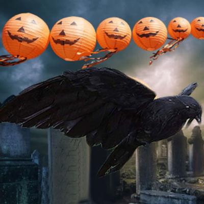 Crow Prop Handmade Raven Shape Black Stand Fly Crows Prop for Outdoor