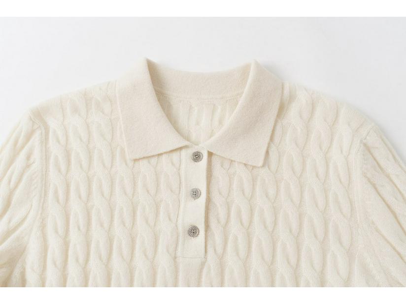 100% Pure Cashmere Cable Knit Long-Sleeve Sweater - Women's Autumn Wear