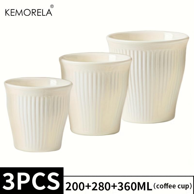 

3 шт. Керамические кофейные кружки, Нескользящие, Гладкая глазурь, Компактные, штабелируемые, Многоразовая, Ретро, Для напитков, Для дома, Безопасны для микроволновой печи