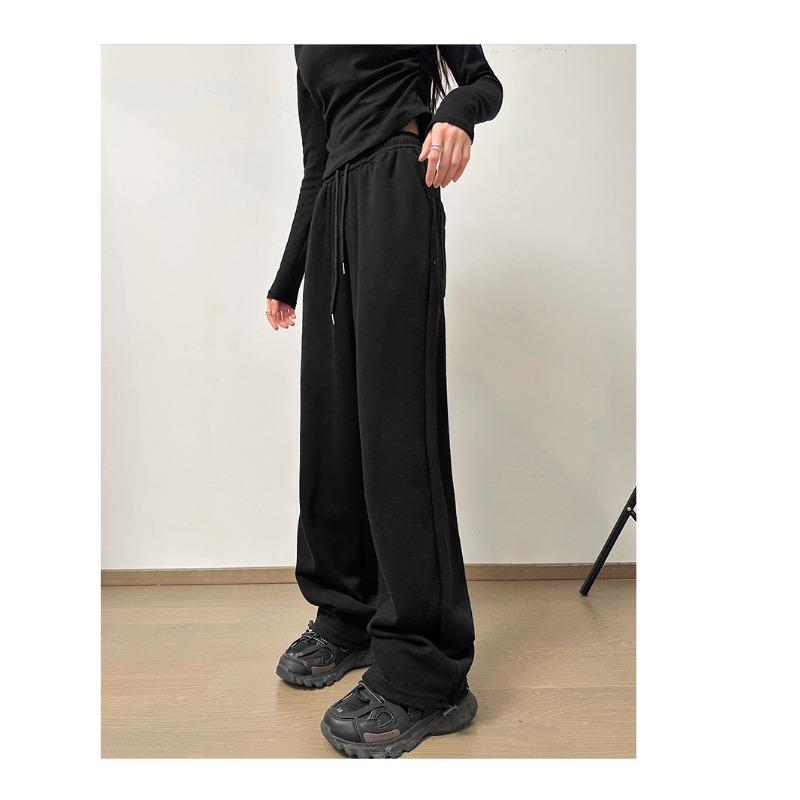 Wind Plus Velvet Athletic Pants for Women In Autumn and Winter Thickened Comfortable Fit Slim Leisure and Versatile Drawstring Sweatpants Tying Wid