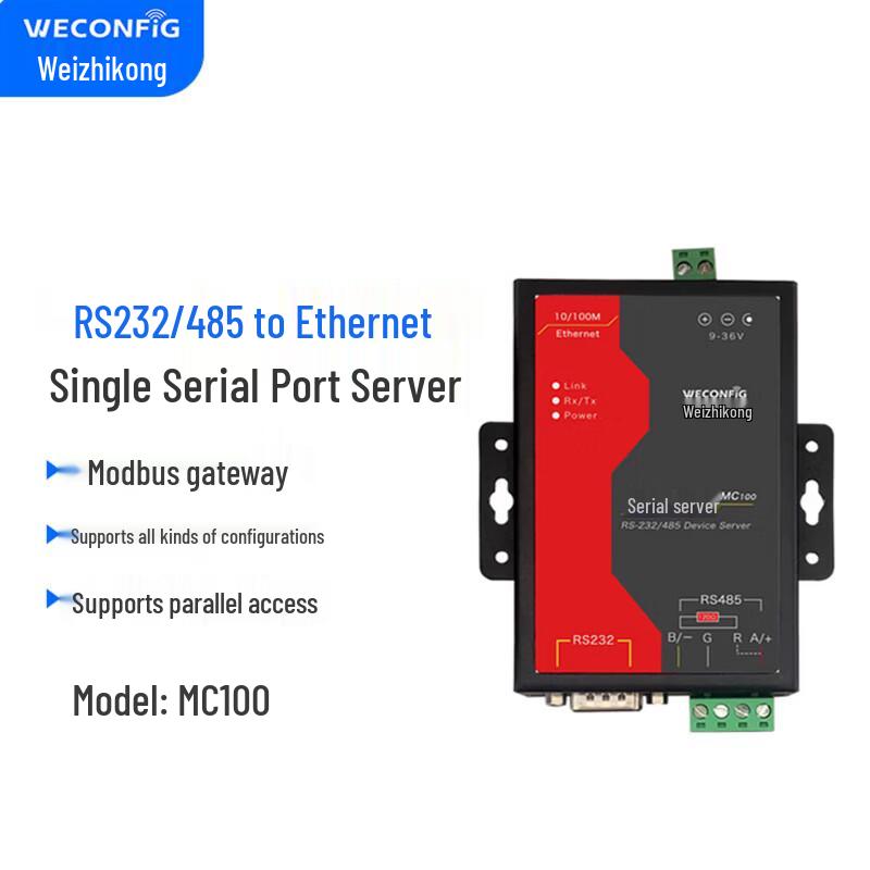 

WIZCON MC100 Industrial RS232/RS485 to Ethernet Serial Server Modbus Gateway