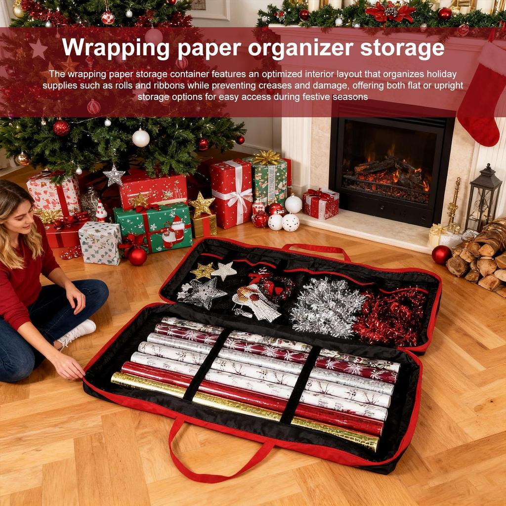 Large Capacity Storage Bag for Christmas Wrapping Paper Dustproof Cover Waterproof Storage Bag Home Organizer for Holiday Gifts