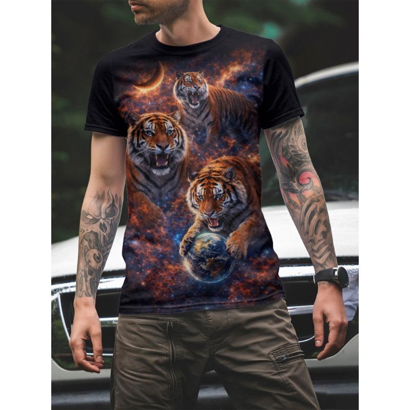 2025 Wolf T-Shirt für Herren Tierdruck Kurzarm Top 3D Lässig Street Herren T-Shirt Übergroßes T-Shirt Herren Vintage Kleidung