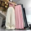 Women's High Waist Wide Leg Pants Loose Fit Korean Polka Dot Ice Silk Straight Trousers Casual Pants