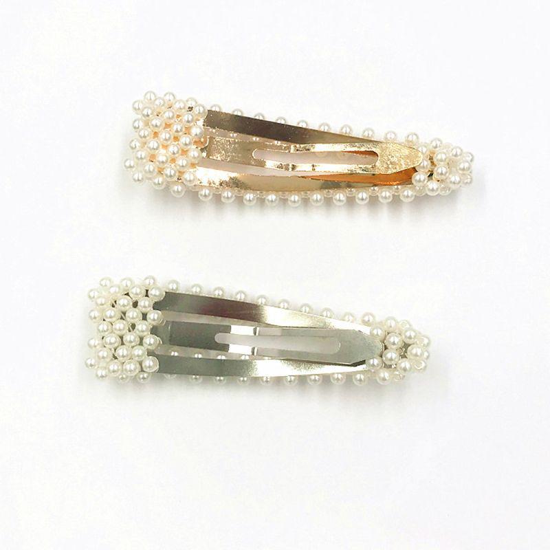 Brude Vintage Faux Pearl Wrapped BB Hårnåler Jenter Glitter Metall Legering Hårklemme Vanndråpe Luksus