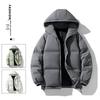 Men's Thick Warm Hooded Cotton Jacket - Versatile Solid Color, Basic Style for Couples.