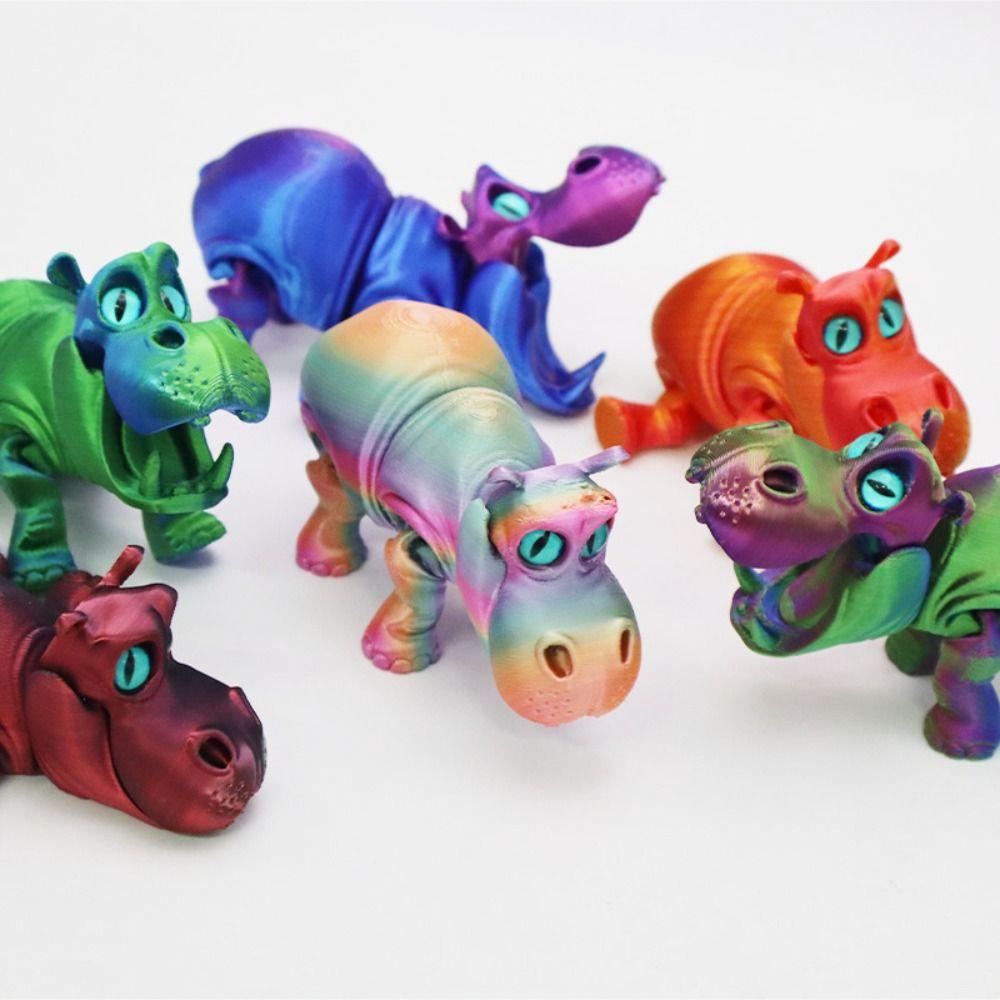Multi-jointed Hippopotamus Handicraft Ornaments PLA 3D Printed Hippopotamus Model  Children Toys