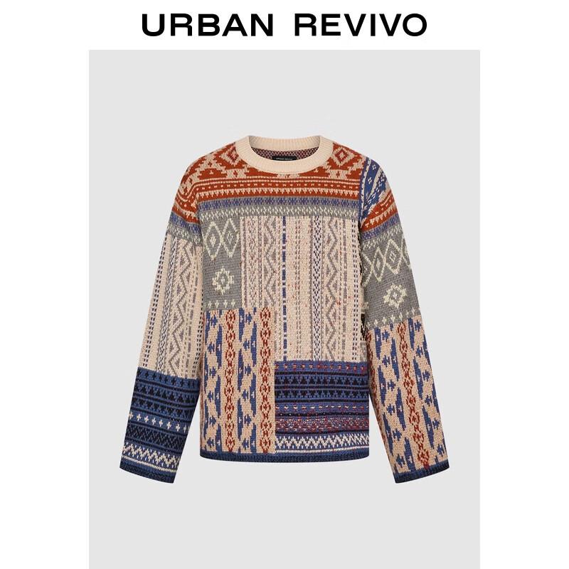 

UR Men s Ethnic Pattern Textured Knit Sweater M