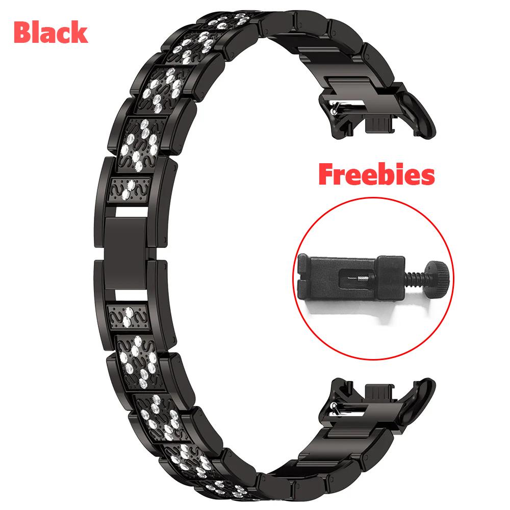 Mi Band 10 Bracelet Diamond Metal Slim Dressy Wrist Band for Xiaomi Smart Band 9 8 Wristband Bling for Women Watchband Strap Alloy Silver