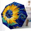 1pc Sunflower Art Automatic Open/close Folding Umbrella, Compact Portable Travel Umbrella,Durable Construction Yy250814163