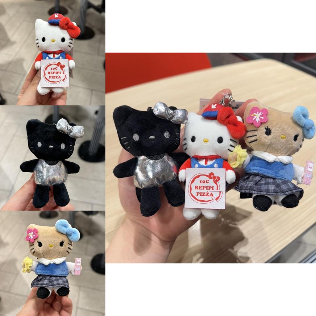 Sanrio Hello Kitty Plush Keychain With Silver Bow For Bag Decor And Collecting