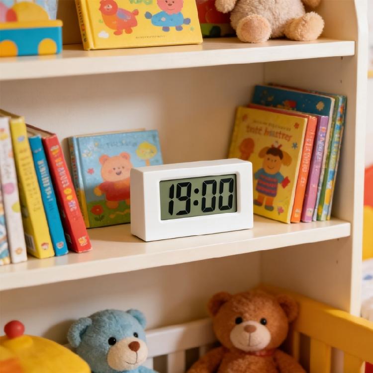 Small Digital Clock Mini Car Clock with Large LCD Display for Office Vehicle Home Table Battery Operated Desk Clocks