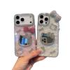Heart-Shaped Shell Pattern Cat Mirror Phone Case for iPhone 15/14 Pro Max