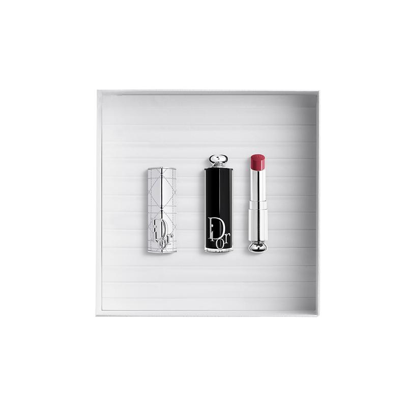 DIOR Lipstick Silver cannage pattern lipstick shell + lipstick #667DIORMANIA Cherry Blossom White Peach Jelly серебряный
