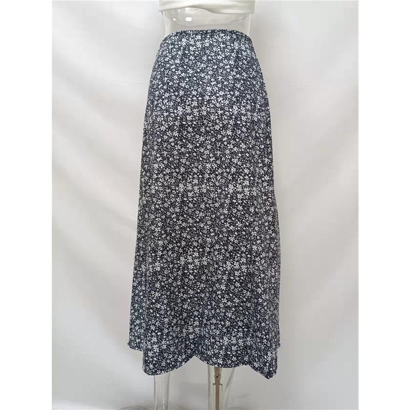 Summer Women's European And American Floral Print High Slit A-Line Bodycon Skirt Midi Skirt Stylish Slim Fit Half Skirt