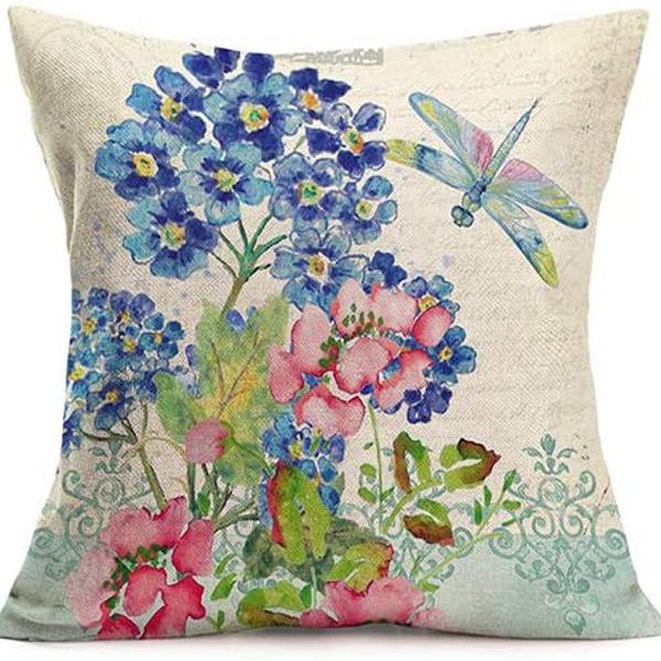 Plant and Flower Hydrangea Printed Linen Pillowcase Home Sofa Living Room Bedroom Pillowcase