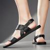 Men Slippers Handmade Simple Flats Summer Roman Sandals Retro Brown Leather Beach Shoes Plus Size