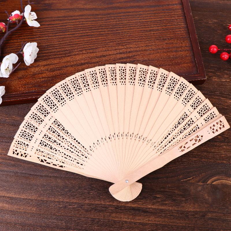 

Vintage Hollow Carved Wooden Folding Hand Fan Chinese Style Bamboo Fan For Wedding Valentine S Day Party Decor Summer Cooling