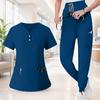 Set Uniforme da Lavoro da Donna - Top a Maniche Corte con Scollo a V ad Asciugatura Rapida con Tasche e Pantaloni Lunghi, Colore