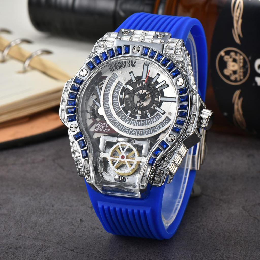 Men's Quartz Watch with Three-Needle Design, Sports Style, Irregular Full Diamond Shape, Similar to Jason Statham's Watch in Warcraft.