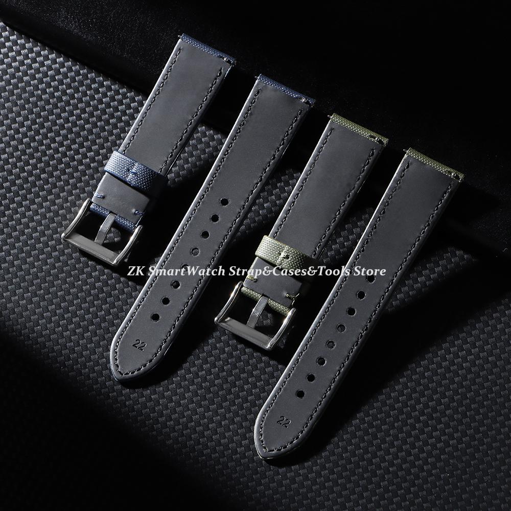 18mm 20mm 22mm Waterproof Sailcloth Watch Strap Nylon Leather Watchband Quick Release Band Sport Wristband Belt Accessories