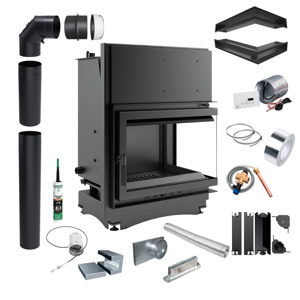 Corner Water Fireplace KRATKI ZUZIA RIGHT 12 kW FI200 + Accessories